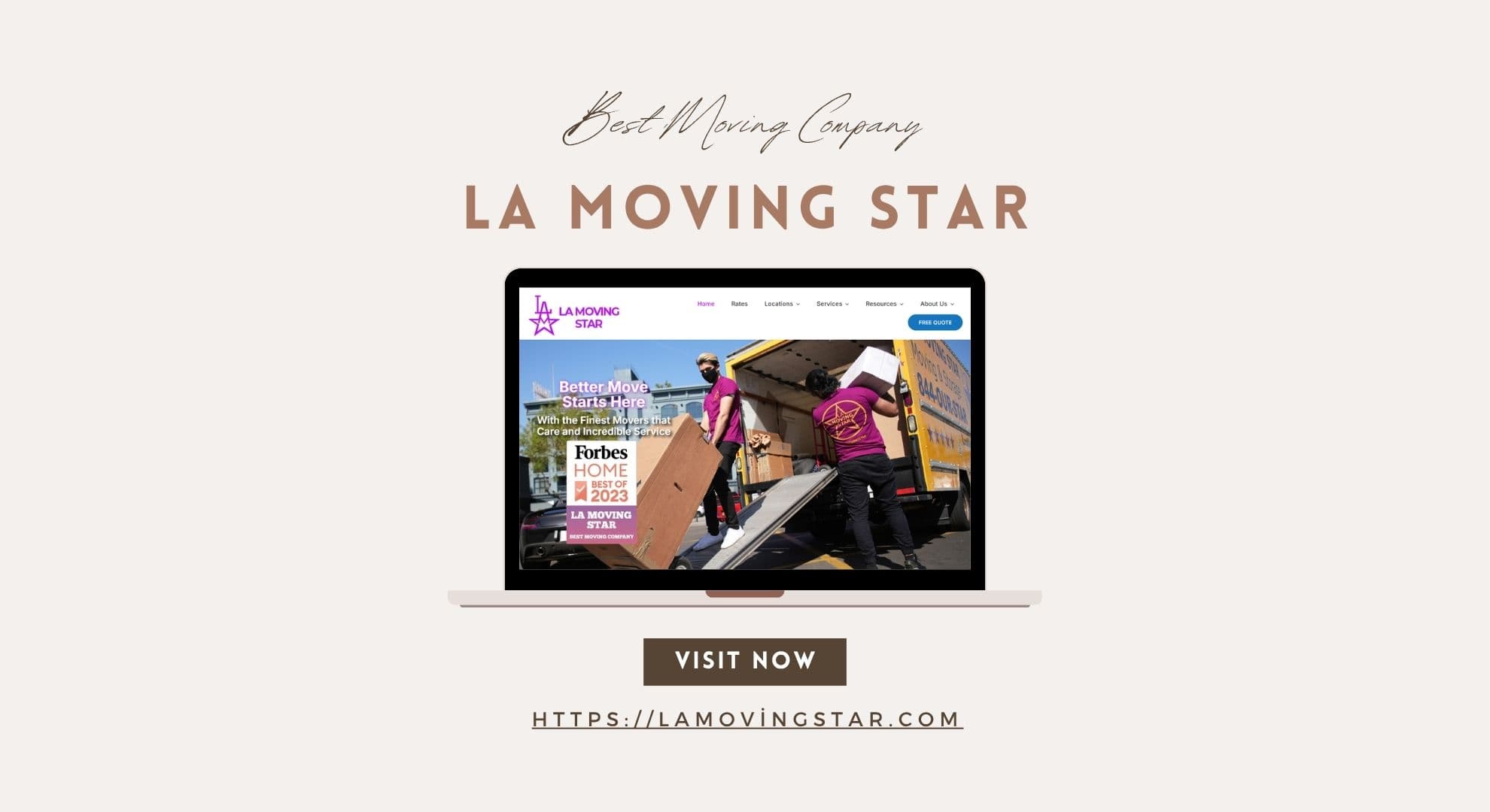 LA Moving Star full site navigation, packing-services page and customer ratings