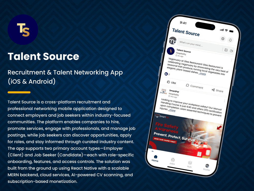 Talent Source app overview: a recruitment and talent-networking app for employers and job seekers