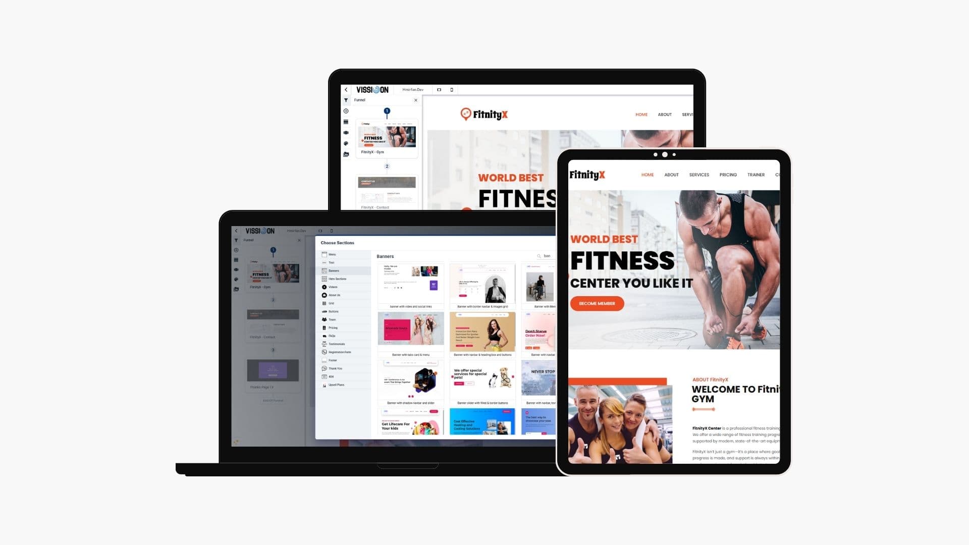A luxury-agency site built in Vissioon, with its rich-text and image editing panels