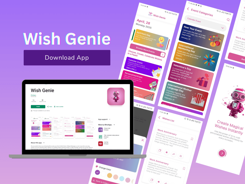 Wish Genie event categories screen