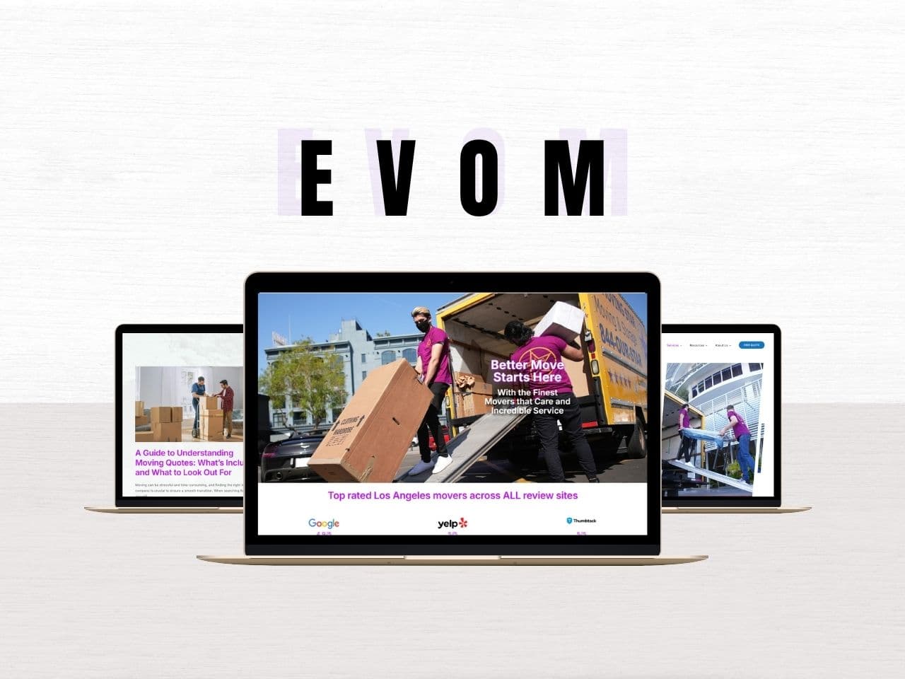 EVOM service-area map and its combined-load versus dedicated-moving guide